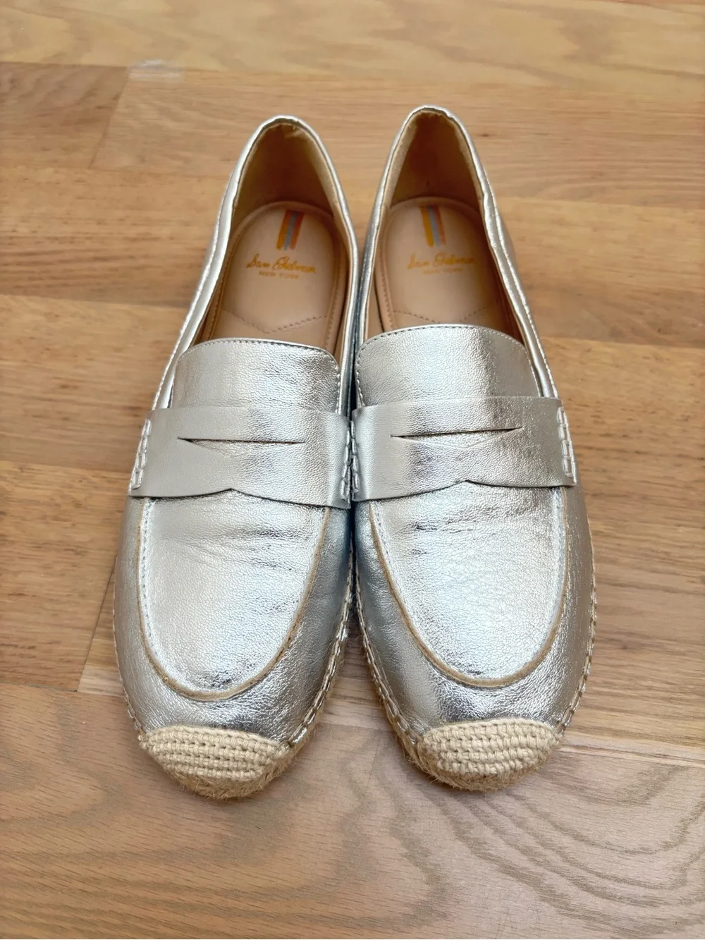 Sam Edelman Silver Metallic Espadrille Loafer - Size 11